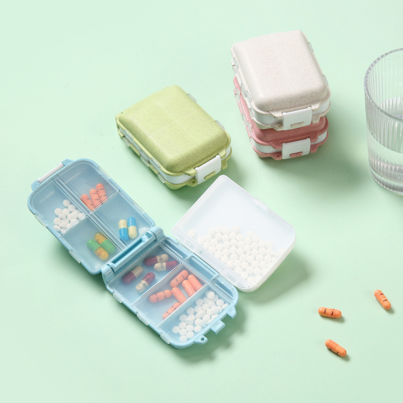 Double-layered 8-compartment Folding Pill Organizer Portable Airtight And Dustproof