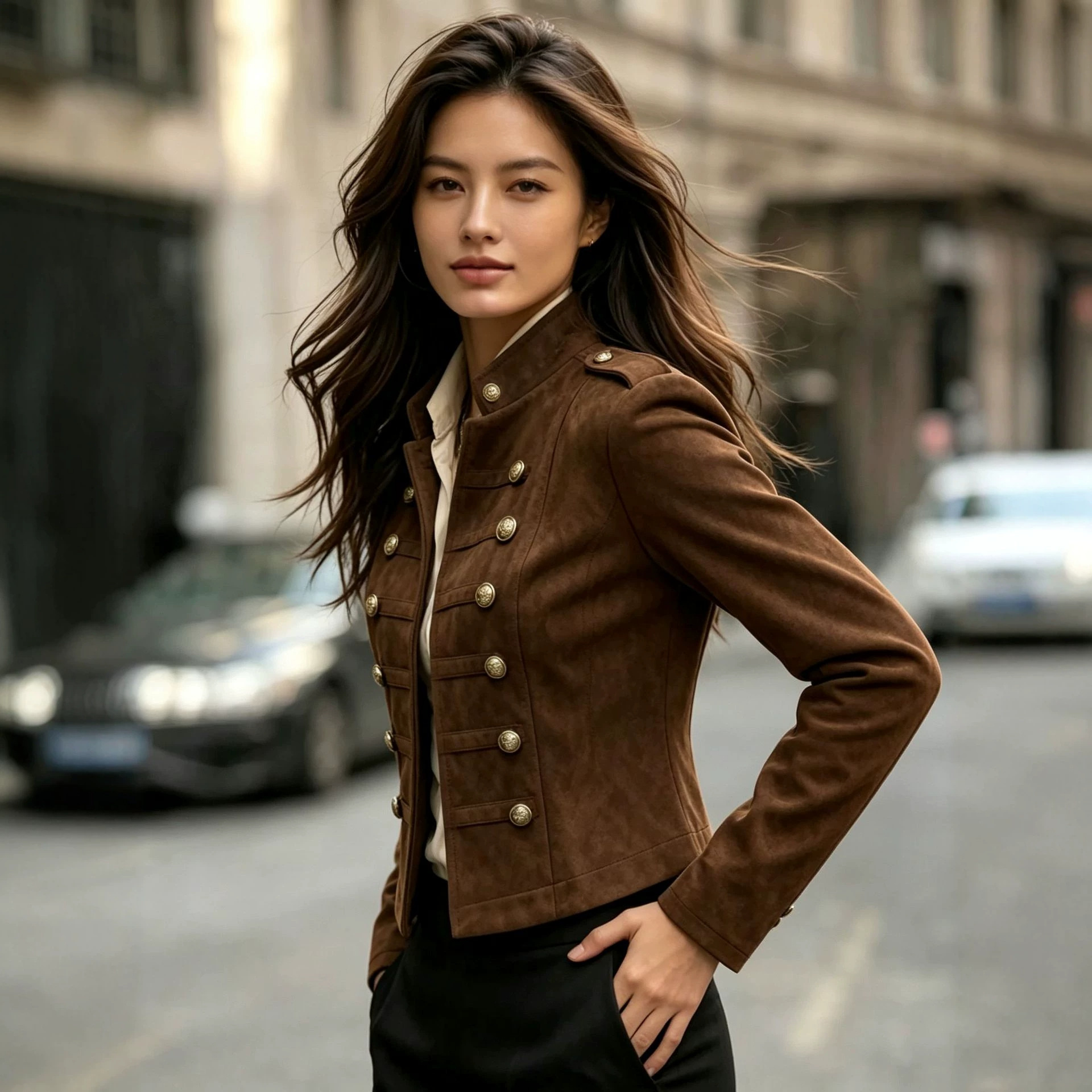 Women's short Napoleon-collar jacket supplier image 1