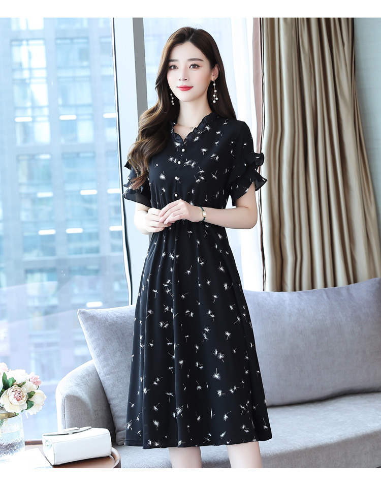 Floral Chiffon A-Line Dress