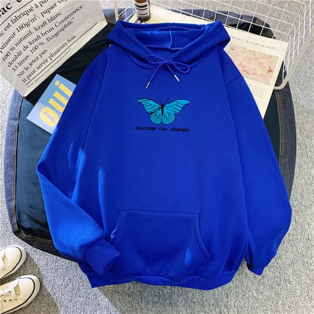 Single Butterfly Autumn And Winter Loose Clothes Blue - Shop at LoveMi