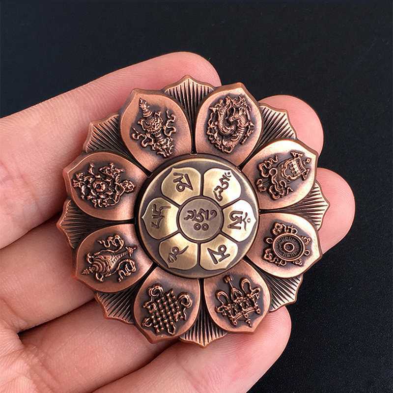 Lotus Fingertip Gyro Metal Material Finger Rotating Gyro Meaning Buddha Eye Lotus Wheel Creative Gift