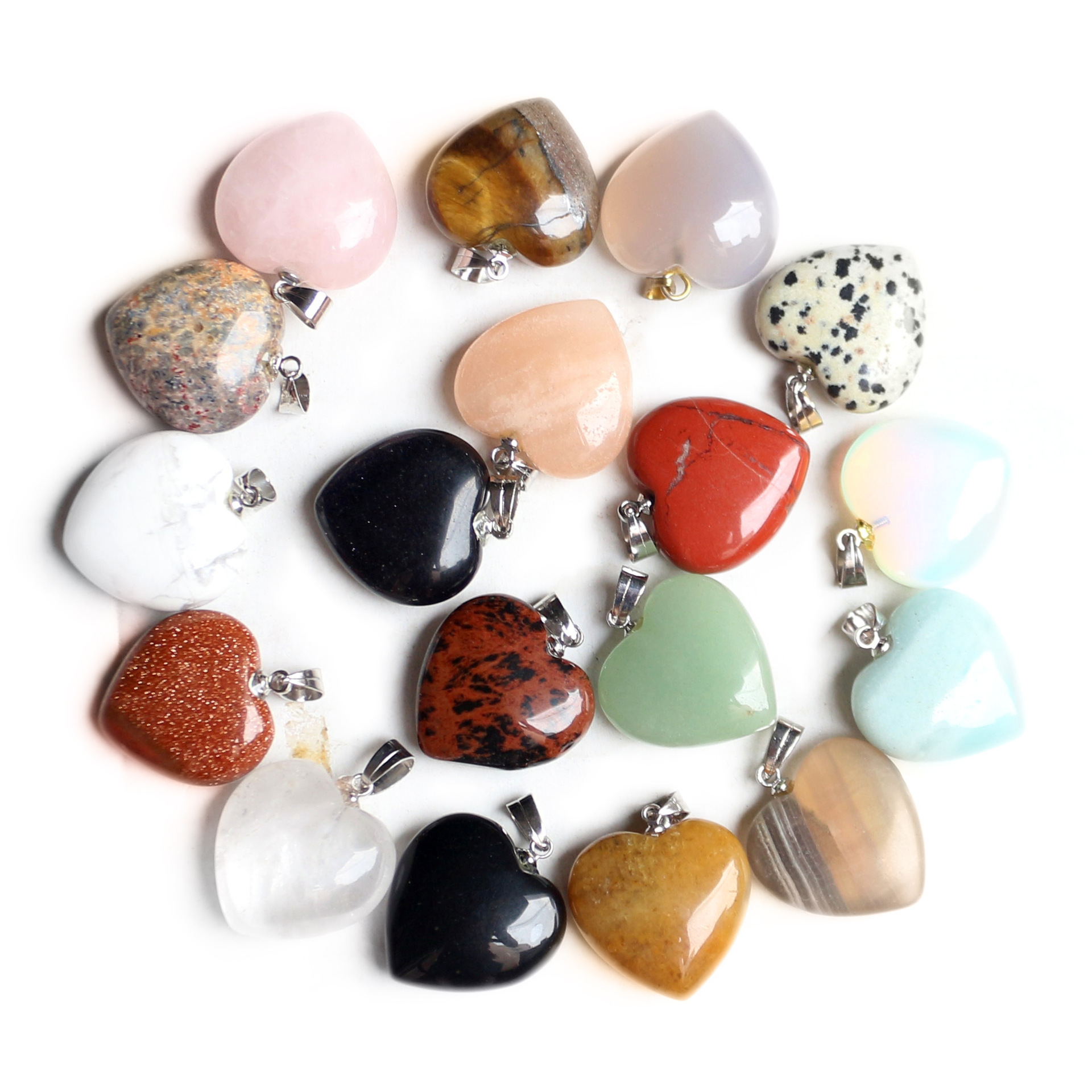 Mini Natural Crystal Heart Pendant