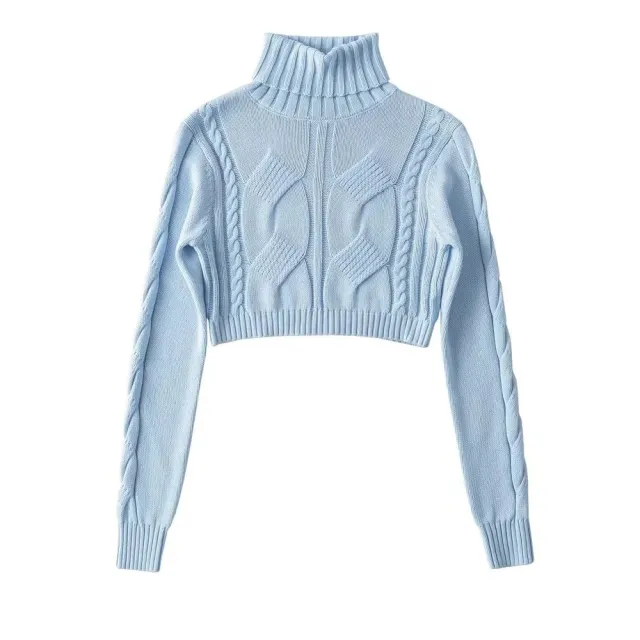 American Turtleneck Cable knit Sweater Light Blue - Shop at LoveMi