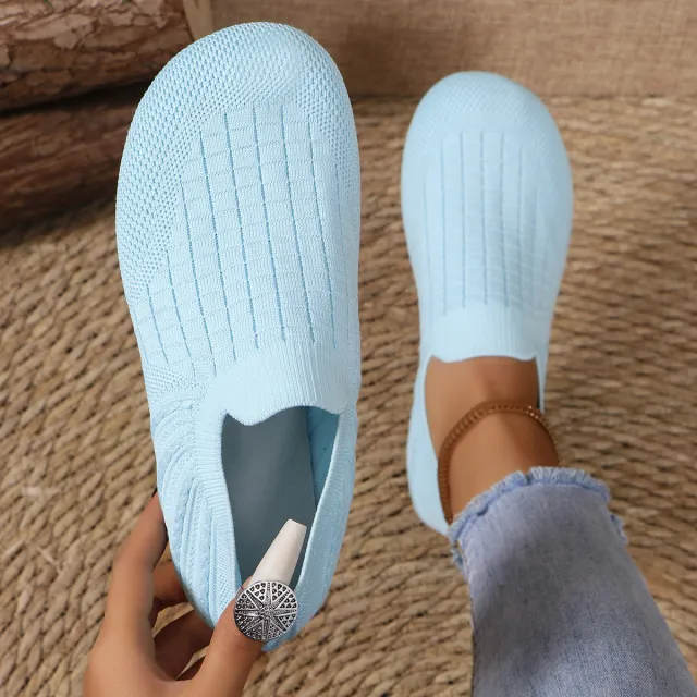 Women's Round Head Solid Color Casual Flat Plus Size Slip on Soft Bottom Pumps Blue - Shop at LoveMi
