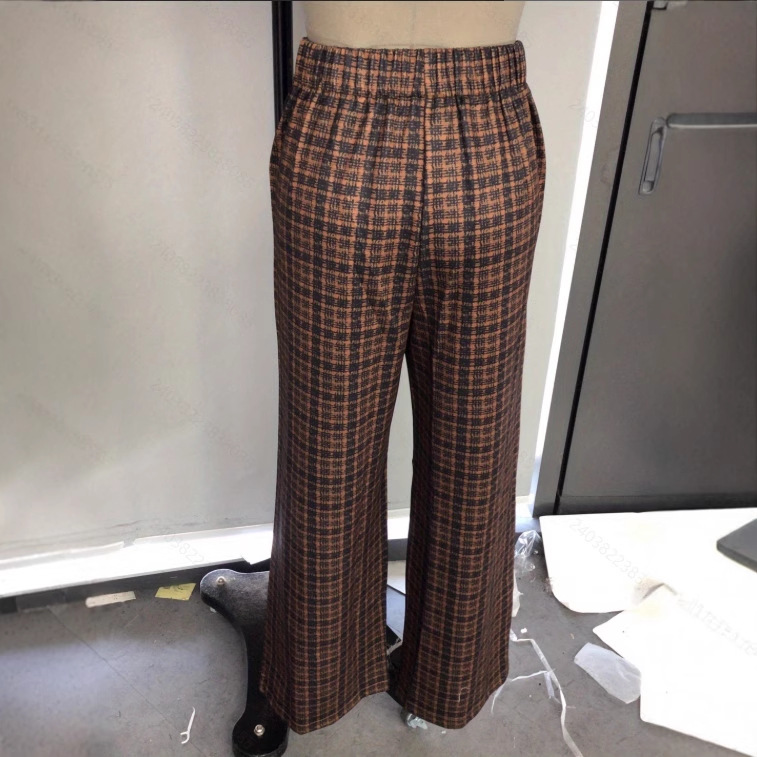 Spring Summer Chic Commuter High-Waisted Versatile Plaid Striped Retro Pants - Image 4