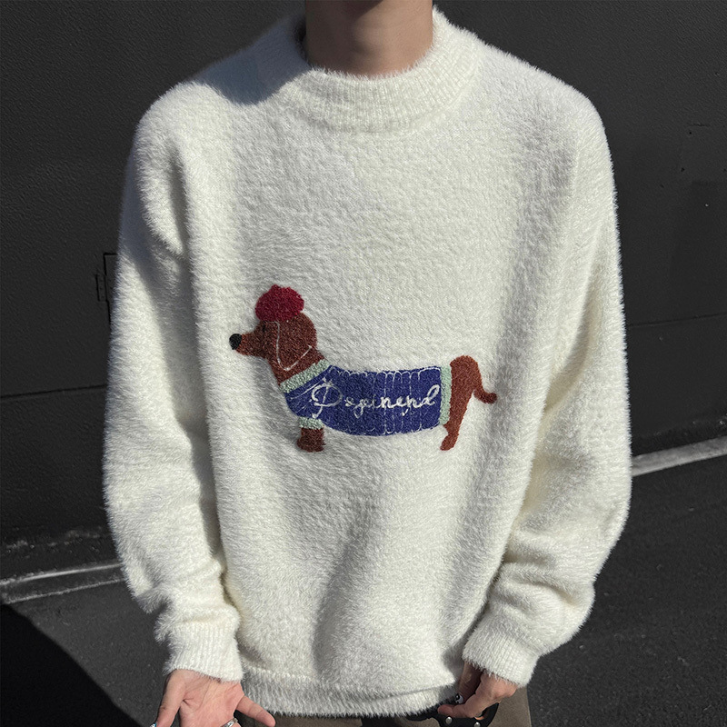 Casual Sweater For Men Featuring A Dachshund Design