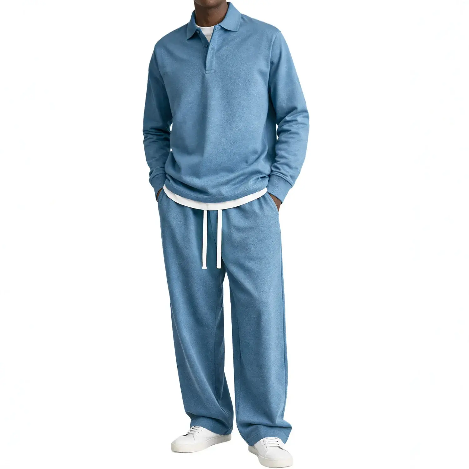 Fallwinter Long-sleeve Button-up Collar Shirt And Pants