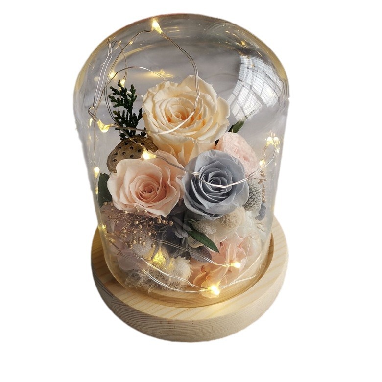 Preserved Rose DIY Craft Kit With Glass Dome (Light Pink