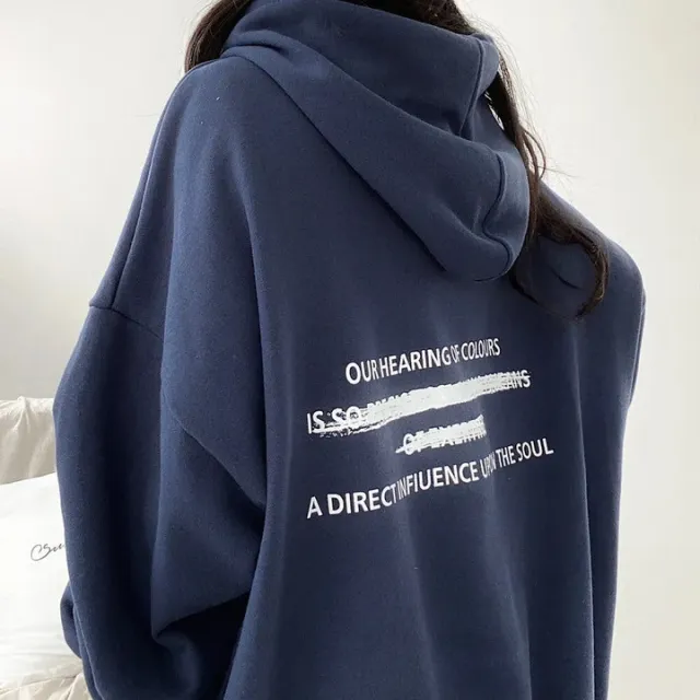 Velvet Padded Hooded Sweatshirt Women's Coat Blue - Shop at LoveMi