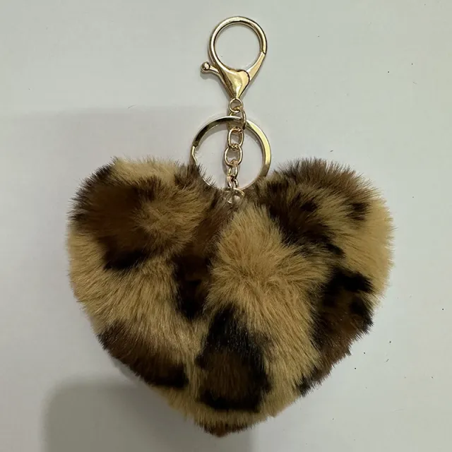Heart Keychain Fashion Women's Plush Khaki Bottom Coffee - Shop at LoveMi