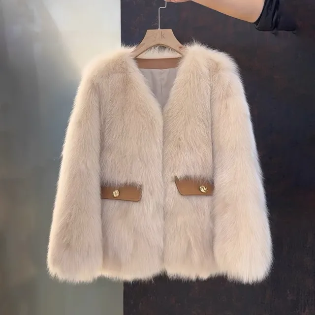 Maillard Winter Fur Coat For Women Milk Tea Color - Shop at LoveMi