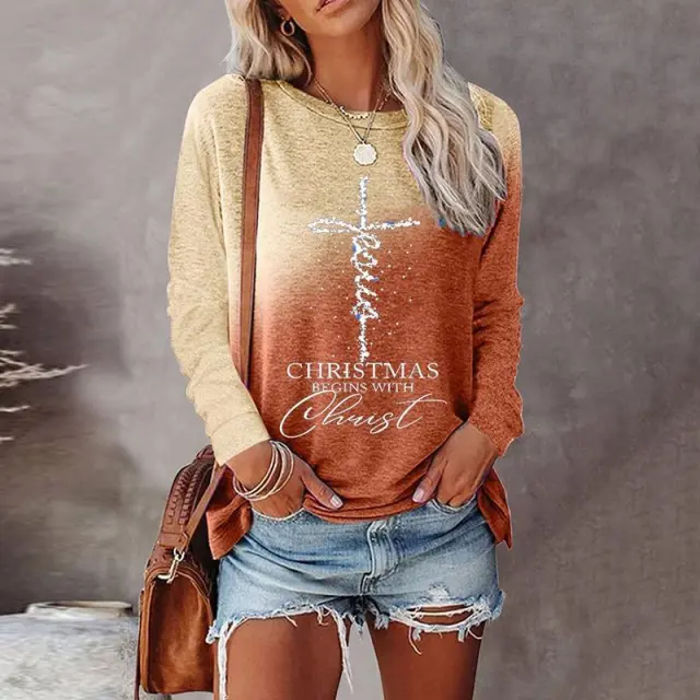 Digital Printing Loose Casual Ladies T shirt Dz54615Yxc Orange - Shop at LoveMi