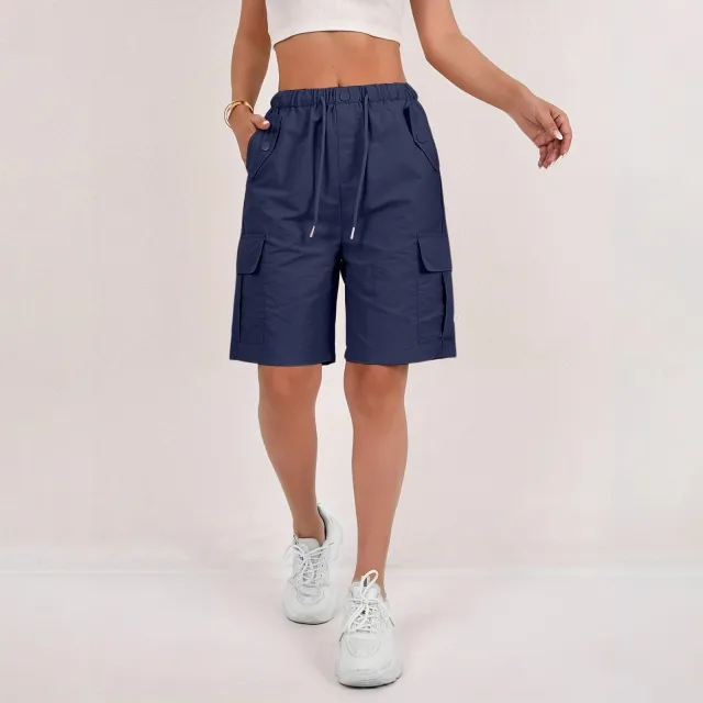 Personalized Quick drying Workwear Cropped Pants Casual Shorts Blue - Shop at LoveMi