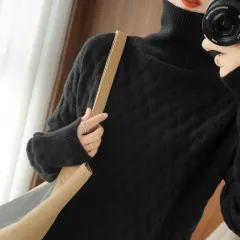 Women's Turtleneck Thread Warm Sweater Knitted Bottoming Shirt - Black - View 1