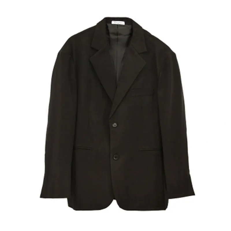 Loose Niche Black And Gray Suit Slit Jacket - Black