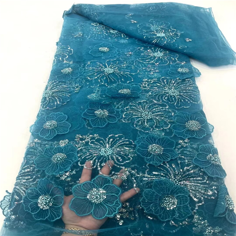 Three-dimensional Embroidered Mesh Fabric Sequin Bead Tube Embroidery - Image 5