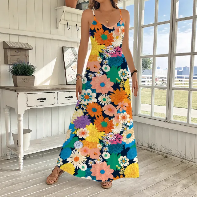 Womens Fashion Long Floral Slip Dress Floral - Shop at LoveMi