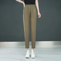 Women's Slim All-matching Straight Thin Cropped Pants - Mocha - View 1