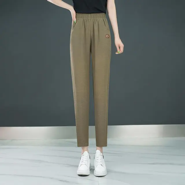 Women's Slim All matching Straight Thin Cropped Pants Mocha - Shop at LoveMi
