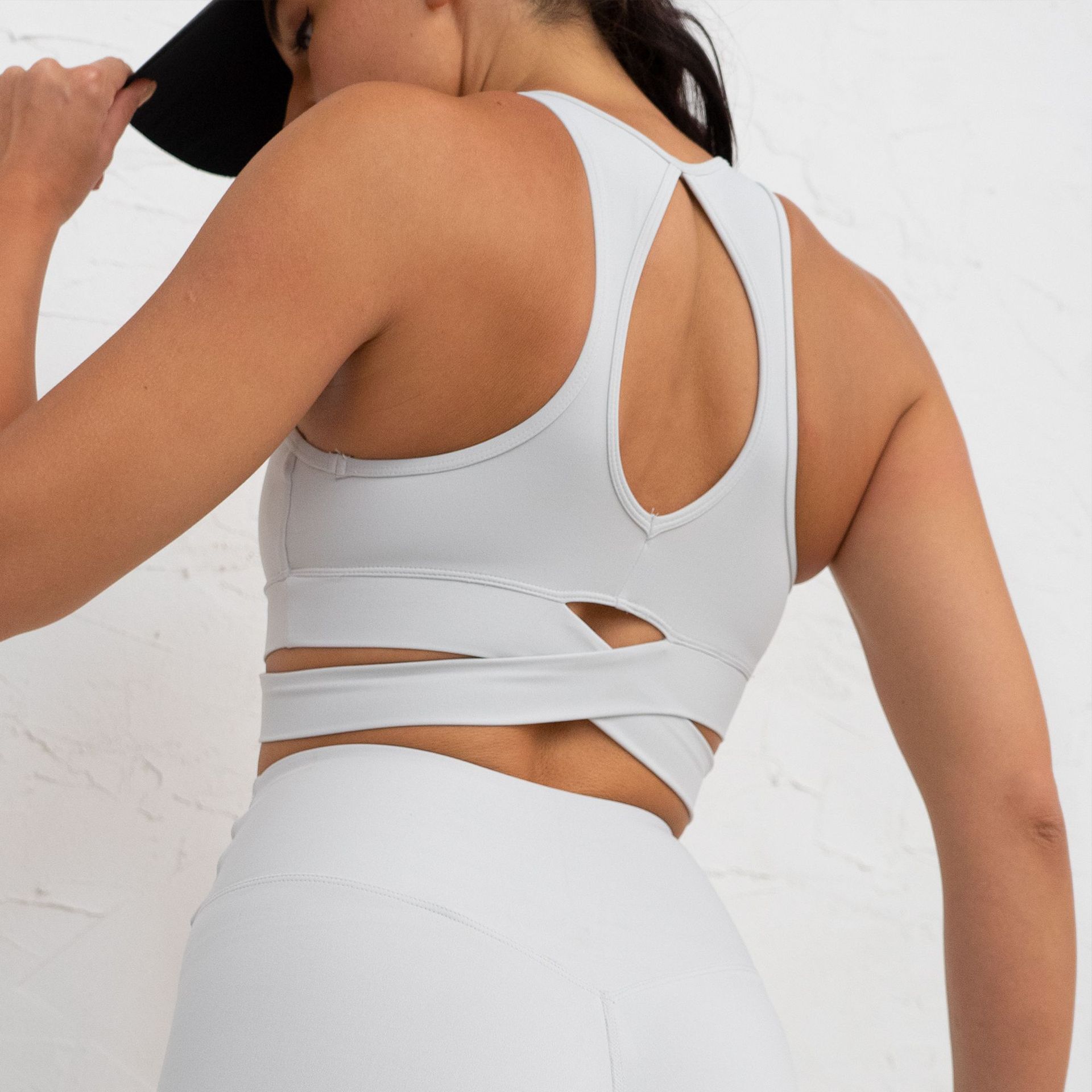 Slit Yoga Clothes Short Skirt Fitness Shockproof Sports Vest High Waist Trousers Digital Misty Bra - Shop at LoveMi