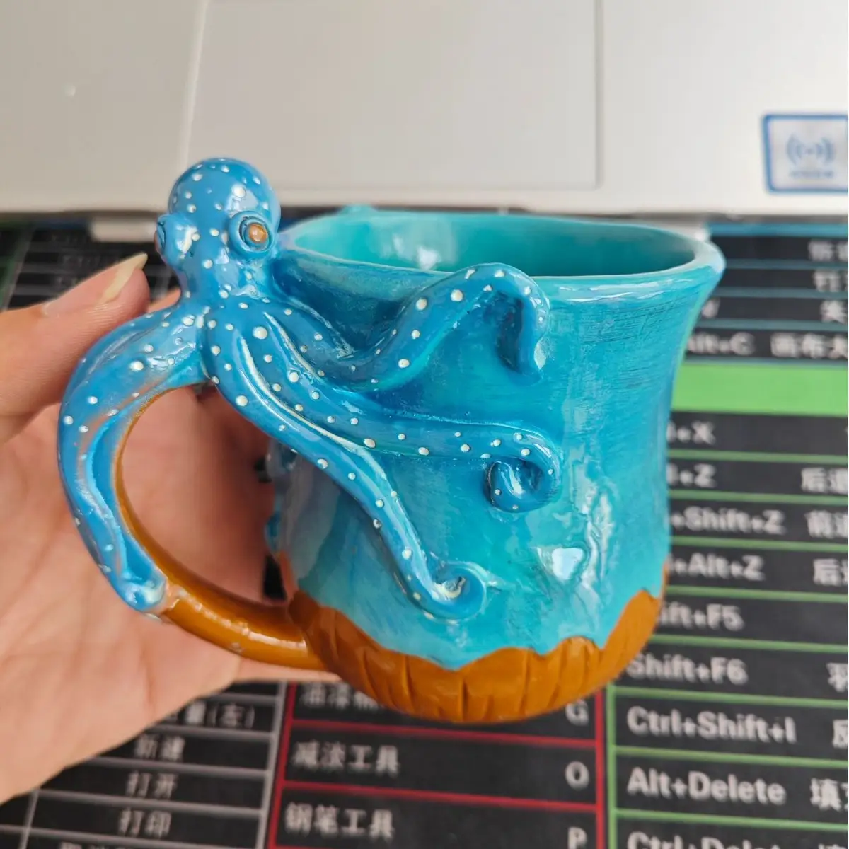 Home Dark Blue Octopus Resin Mark Coffee Cup