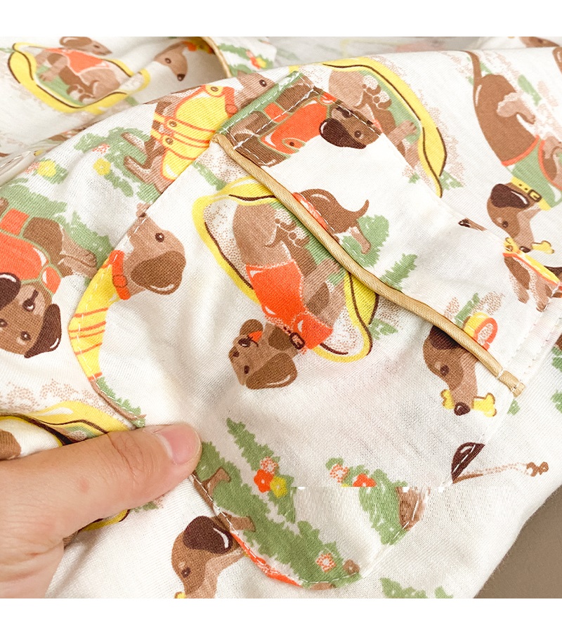 Cute Cartoon Lapel Cardigan Short Sleeve Shorts Thin Can Be Outerwear Homewear