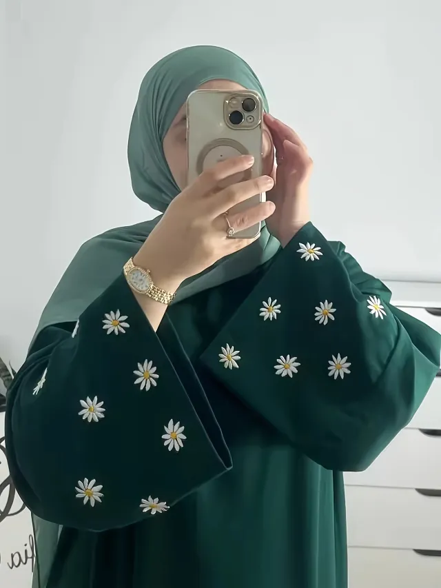 Dress Embroidered Shawl Long Shirt Green - Shop at LoveMi