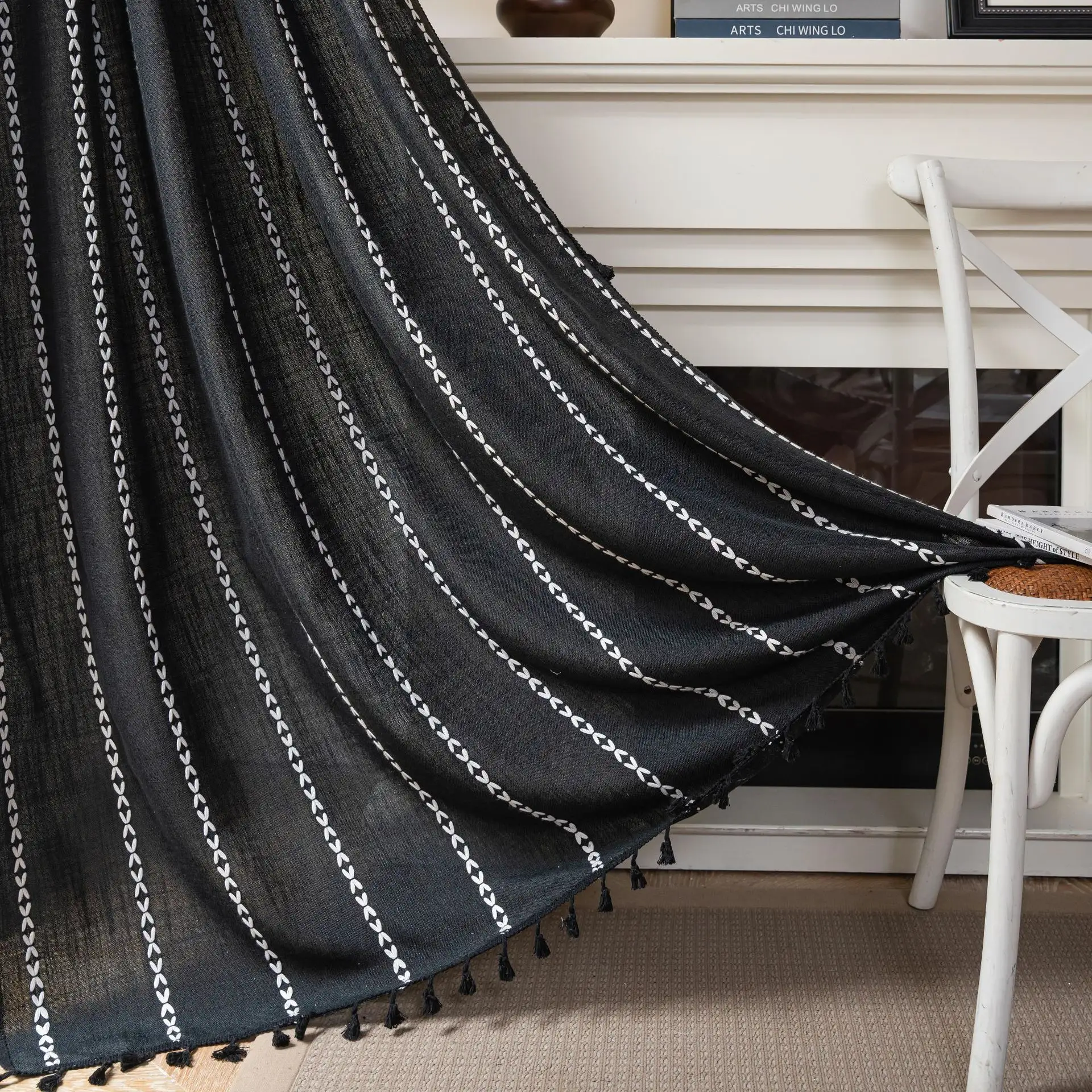 Bedroom Rod Set Pocket Black And White