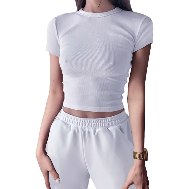 Women's Basic Style Rib T shirt Beige - Shop at LoveMi