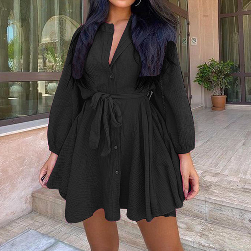 Women's Fashion Long Sleeve Stand Collar Dress