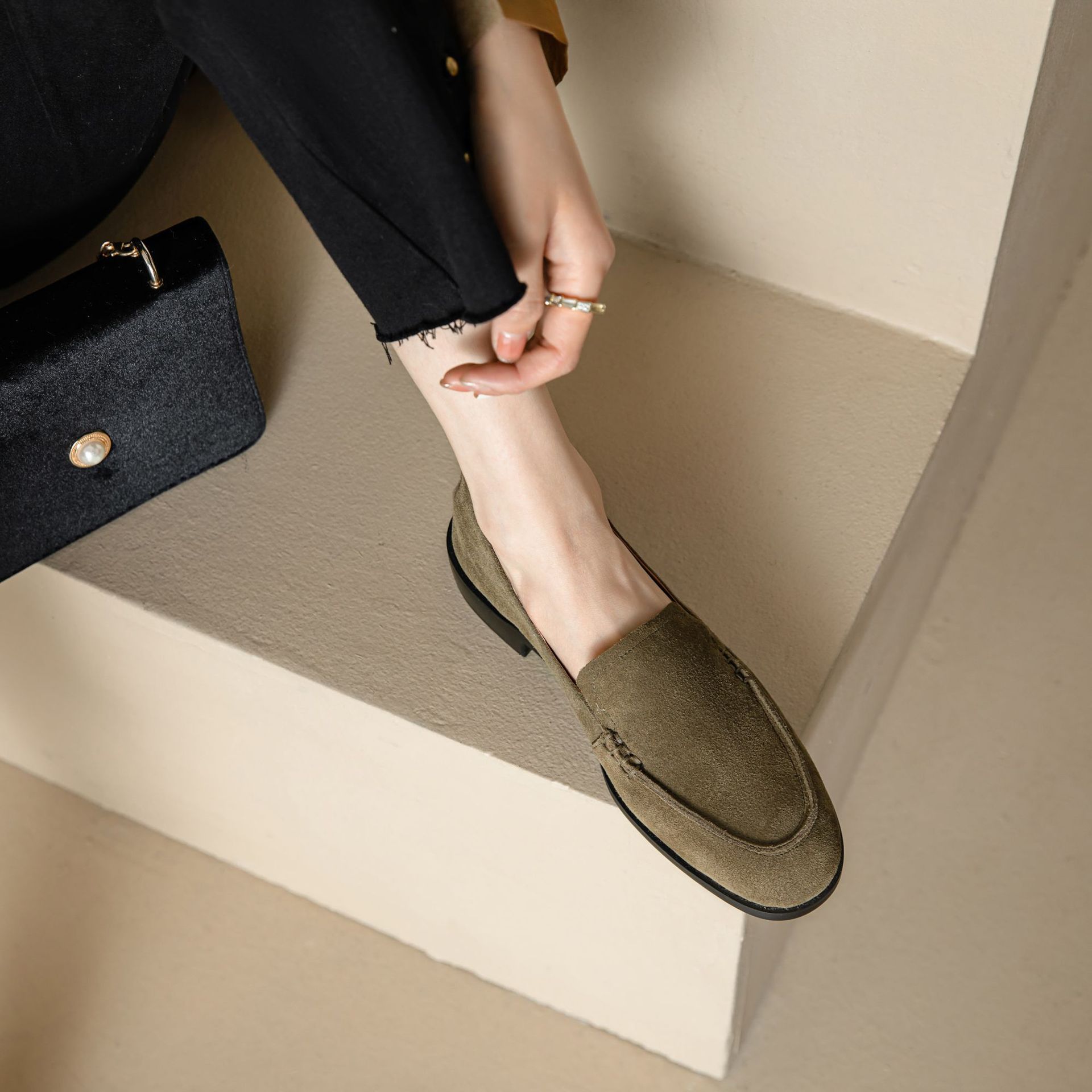 New Autumn Womens Shoes Chunky-heelLowheel Lowop Flats