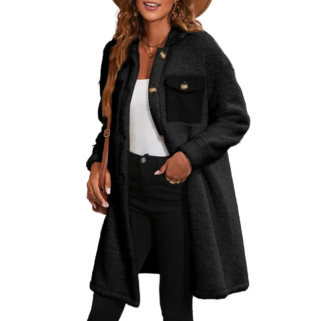 European And American Leisure Lambswool Warm Jacket For Women Black - Shop at LoveMi