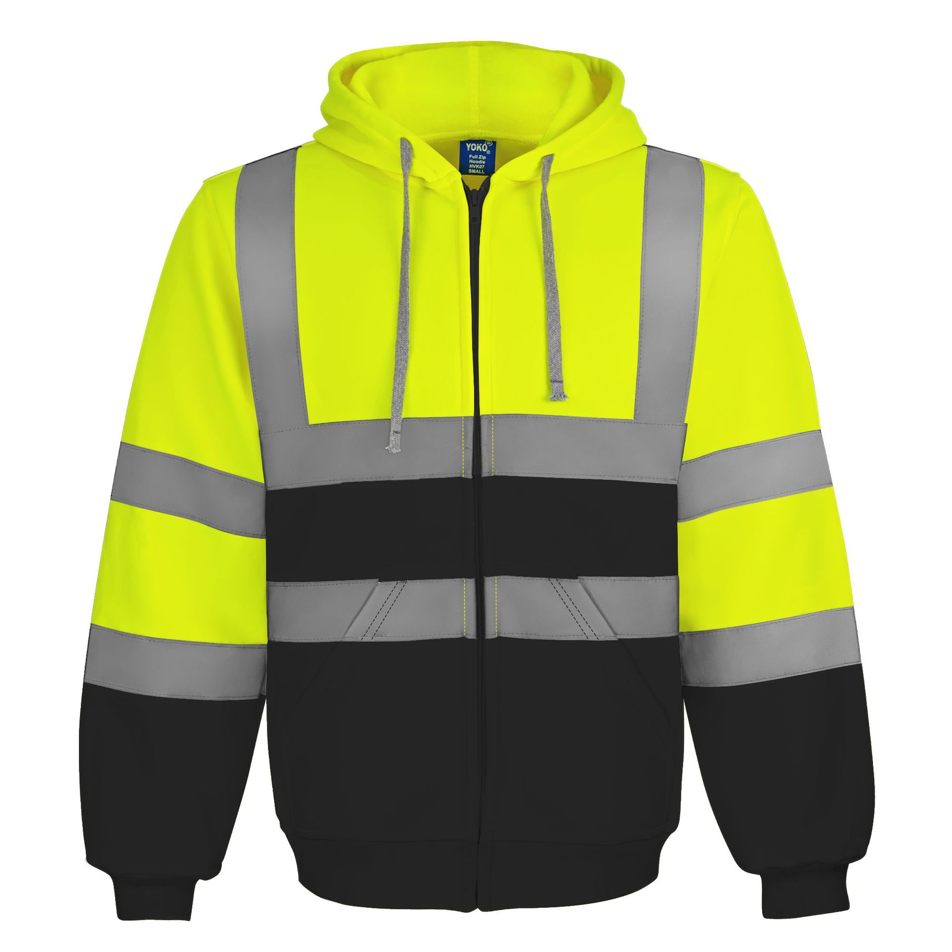 Reflective Hooded Zip-up Sweatshirt With Custom Printing And Embroidery For Export