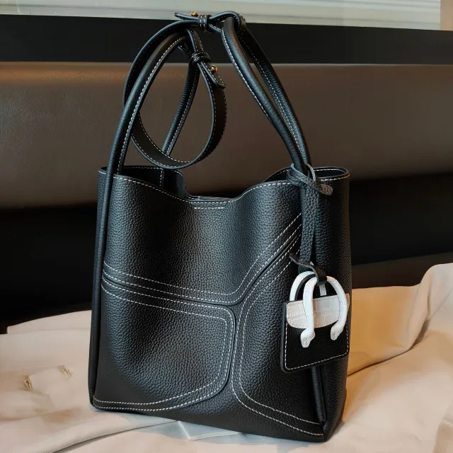 Underarm Bag Contrast Color Basket Handbag Shoulder Crossbody Black - Shop at LoveMi
