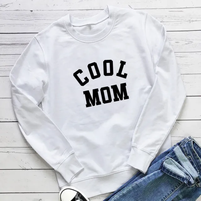 Cool MOM Pure Letter Printing New Long Sleeve Sweater White - Shop at LoveMi