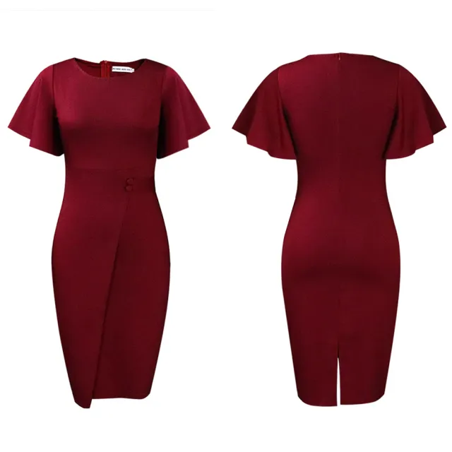 Fashionable With Side slit Sheath Plus Size Dress Wine - Shop at LoveMi