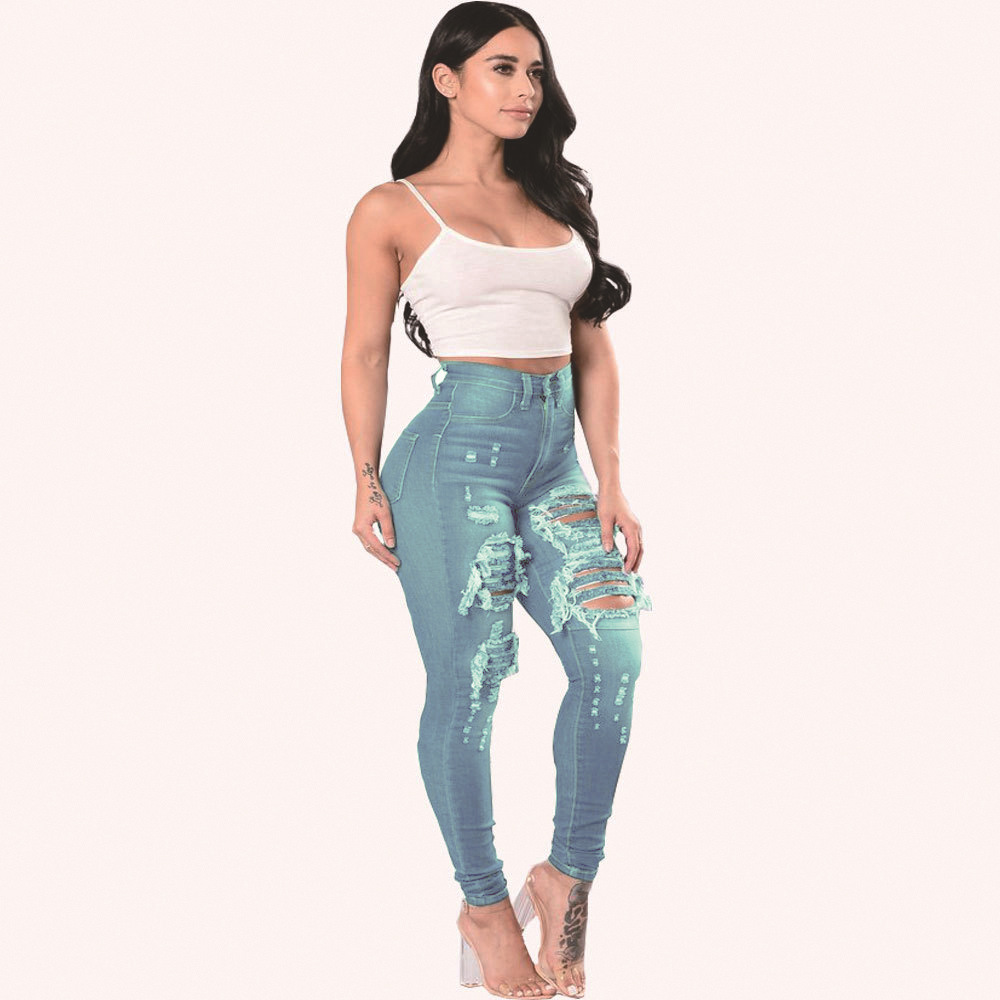 Ripped Jeans For Women Skinny Pants Light Blue - Shop at LoveMi