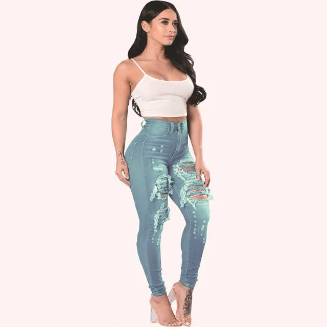 Ripped Jeans For Women Skinny Pants Light Blue - Shop at LoveMi