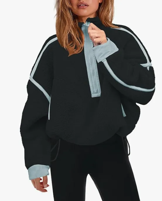 Autumn And Winter Warm Casual Jacket Plush Cyan - Shop at LoveMi