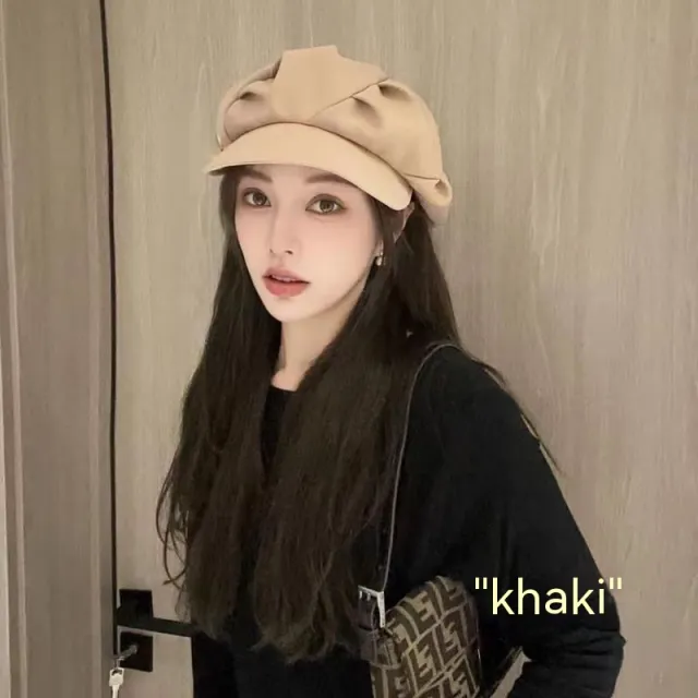 Women's Fashionable Elegant Cloud Peaked Beret Cap Hat Khaki - Shop at LoveMi