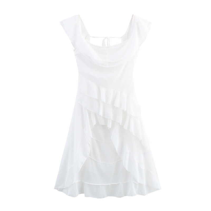 New Summer Design Irregular Ruffled Sleeveless Sling Dress