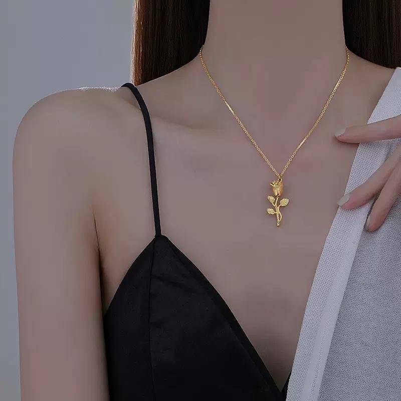 عقد روز العتيق من الفولاذ التيتانيوم مقاوم للاختفاء