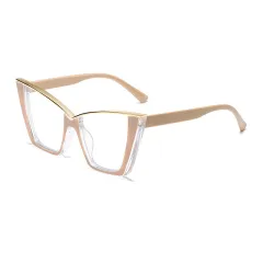 European And American Ins Cat Eye Frame Trendy All-match Anti-blue Light Glasses - Coffee Frame Transparent Sheet - View 1