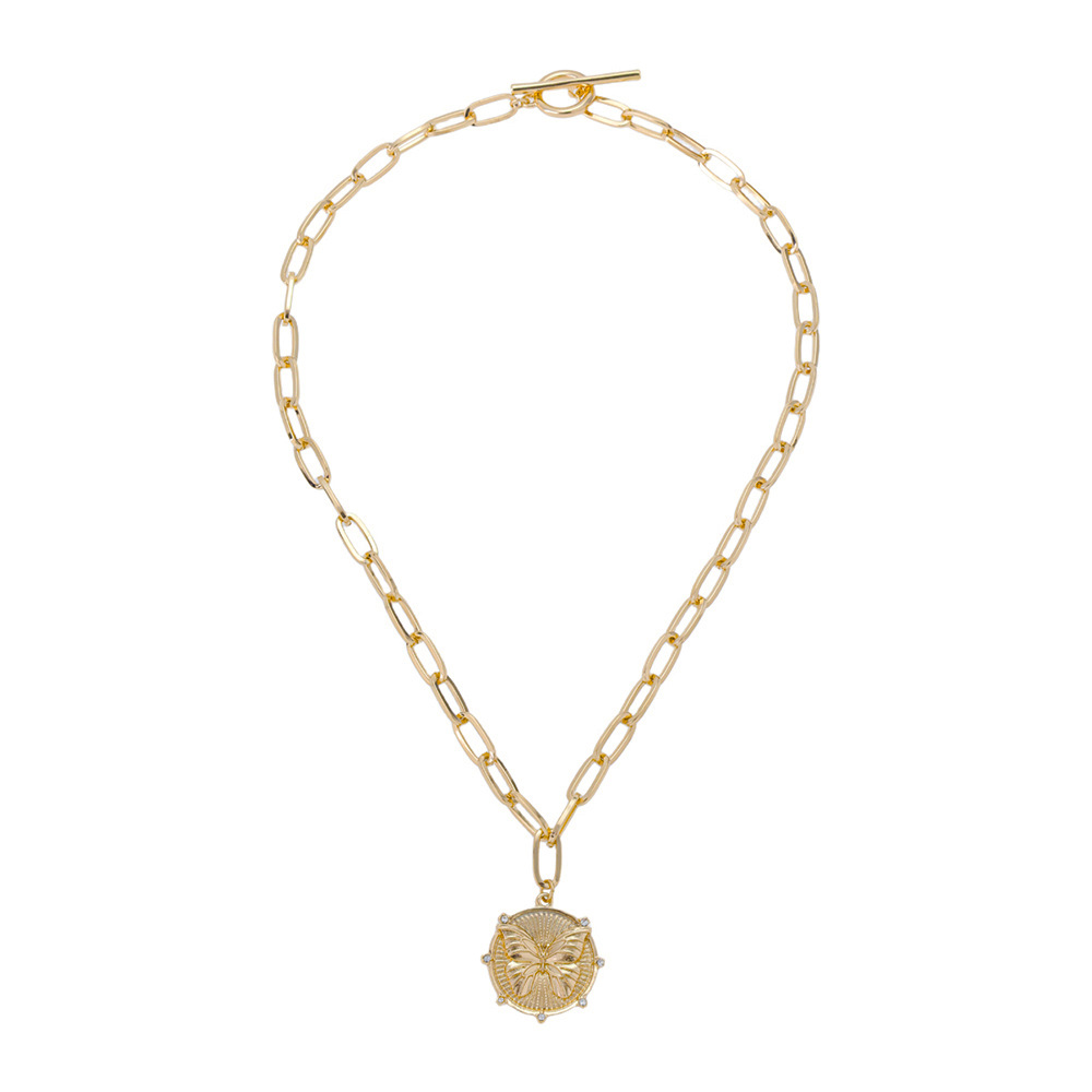 New Arrival Womens Copper-Gilded Butterfly Pendant Necklace