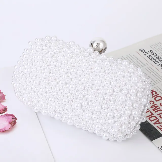 Women's Pearl Dinner Bag Soft Surface Lock Clutch White - Shop at LoveMi