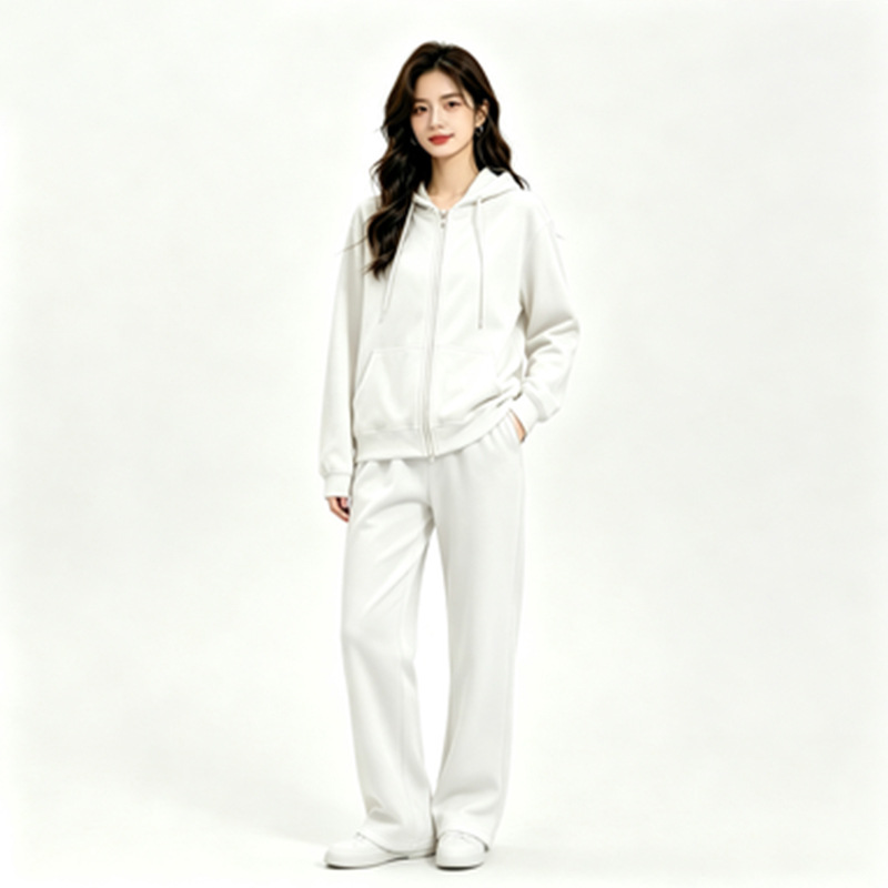 European And American-style Zip-up Hoodie Set With A Korean Flair