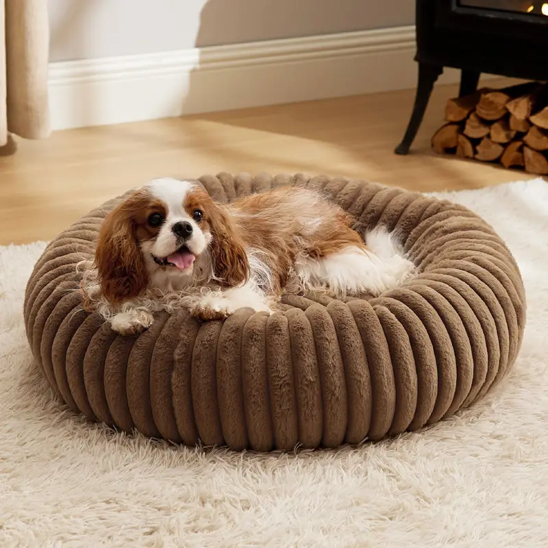 Pet Bed High-Grammage Vertical-Stripe Rabbit Fur Plush