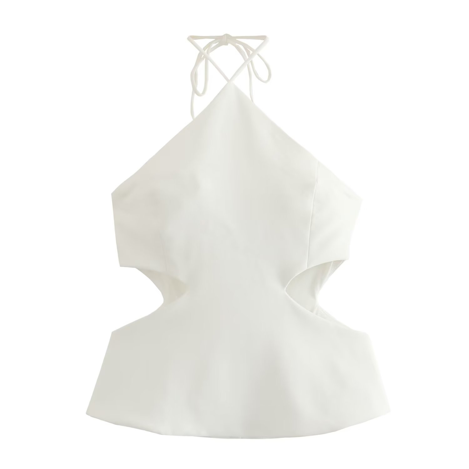 European And American Style Open Design Hanging Collar Top White - Shop at LoveMi