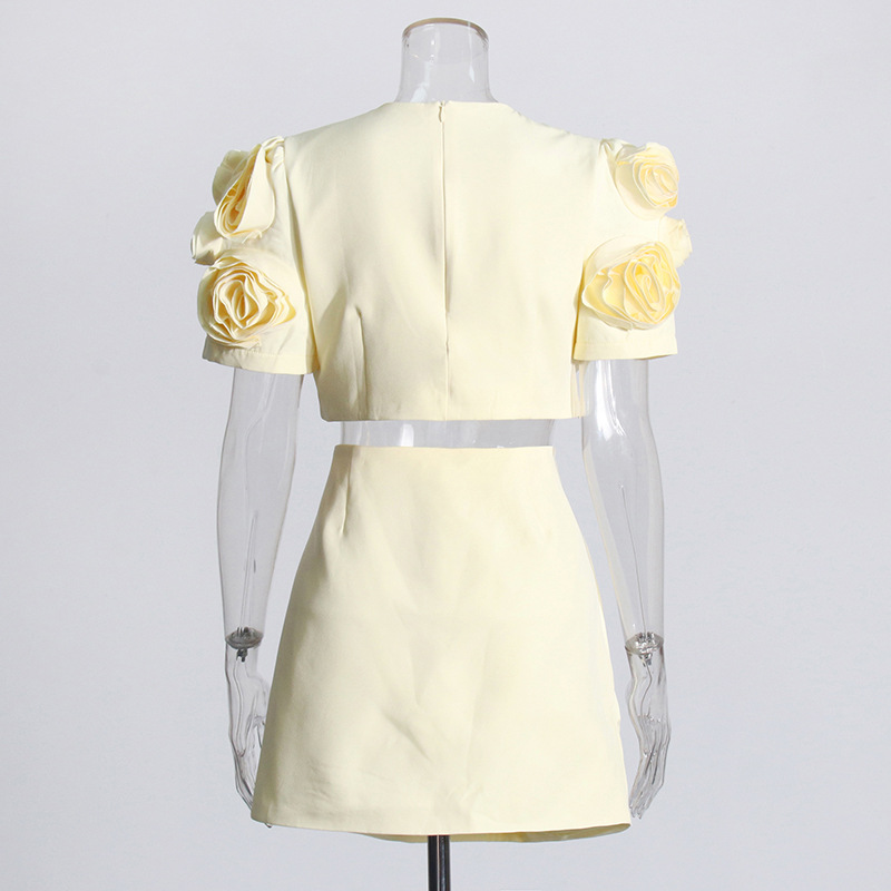 Elegant Style Stitching Three-dimensional Flowers Suit