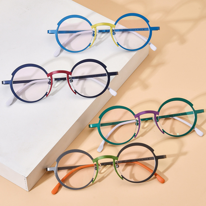 Borui Multi-color Ultra-light Pure Titanium Myopia Glasses Frame, Unisex Small Niche Versatile Round Optical Glasses